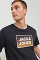 Jack & Jones Tricou cu imprimeu logo si decolteu la baza gatului Steel Barbati