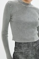 KOTON Bordázott crop pulóver női