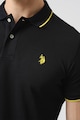 U.S. Polo Assn. Памучна тениска с яка и контрастно лого Мъже