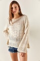 Olalook Пуловер от плетена дантела с разкроени ръкави Жени