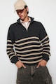 Trendyol Раиран пуловер с къс цип Мъже