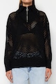Trendyol Perforált pulóver cipzáros hasítékkal női