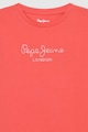 Pepe Jeans London Памучна тениска Nuria с лого от декоративни камъни Момичета