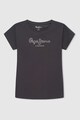 Pepe Jeans London Памучна тениска с бляскаво лого Момичета