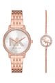 Michael Kors Set de ceas din otel inoxidabil si bratara decorata cu cristale Femei