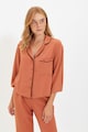 Trendyol Hosszú pizsama kontrasztos részletekkel női