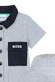BOSS Kidswear Rövid ujjú csíkos overall és halászsapka szett Fiú