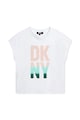 DKNY Tricou cu decolteu la baza gatului si imprimeu logo Fete