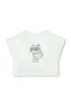 KARL LAGERFELD KIDS Къса памучна тениска с декоративни камъни Момичета