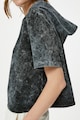 KOTON Kapucnis crop pulóver batikolt mintával női