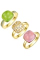 Lulu & Jane Set de inele placate cu aur de 14K - 3 piese Femei