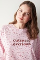 Penti Bluza de pijama de bumbac cu imprimeu Femei