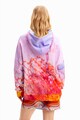 DESIGUAL Ejtett ujjú mintás pulóver kapucnival női