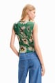 DESIGUAL Top cu model floral si model cu fronseuri Femei