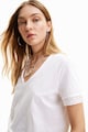 DESIGUAL V-nyakú póló csipkebetétekkel női