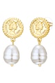 Lulu & Jane Обеци с покритие от 14K злато със синтетични перли Жени