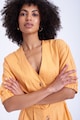 GreenPoint Lentartalmú V-nyakú ruha hozzáillő övvel női