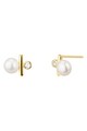 Lisa&Co. Cercei placati cu aur de 14K si decorati cu zirconia si perle Femei