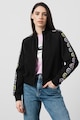 Karl Lagerfeld Cipzáros organikuspamut pulóver kapucnival és logómintával női