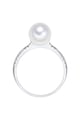 Clara Copenhagen Pearls of London, Inel argintiu cu perla alba si zirconia Femei