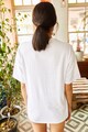 Olalook Bő fazonú mintás póló felirattal női