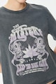 KOTON Къса памучна тениска с овално деколте и принт Жени