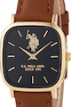 U.S. Polo Assn. Кварцов часовник с кожена каишка Жени