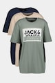 Jack & Jones Памучна тениска с дизайн 2 в1 и овално деколте - 3 броя Мъже