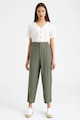 GreenPoint Pantaloni crop din amestec de in cu banda elastica in talie Femei