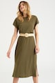 GreenPoint Разкроена рокля с модал и цепка встрани Жени