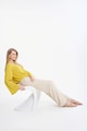 GreenPoint Bluza din amestec de in cu nasturi Femei
