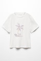 Mango Памучна тениска Palm с мидички Момичета