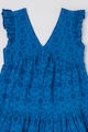 United Colors of Benetton V-nyakú bővülő ruha perforált dizájnnal Lány