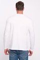 Lee Cooper Памучна блуза с деколте в основата на врата и щампа на лого, Бяло32`4 Мъже
