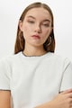 KOTON Bordázott pamuttartalmú póló hullámos szegélyekkel női