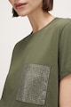 Motivi Kerek nyakú póló strasszköves részletekkel női