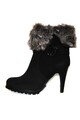 Carla Samuel Black Fur Ankle Boots Femei