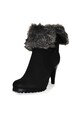 Carla Samuel Black Fur Ankle Boots Femei