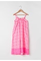 United Colors of Benetton Rochie maxi roz neon si alb cu imprimeu Fete