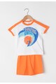 United Colors of Benetton Set oranj cu alb de tricou si bermude din bumbac organic Baieti