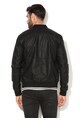 Jack & Jones Jacheta bomber neagra de piele sintetica Maison Barbati