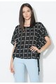 Zee Lane Collection Bluza in carouri negru si alb cu maneci kimono Femei