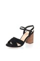 NEW LOOK Sandale negre de piele intoarsa cu toc masiv Pinch Femei