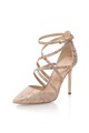 GUESS Pantofi stiletto bej de piele cu model reptila Femei