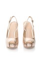 GUESS Pantofi slingback aurii de piele cu varf decupat si platforma Femei