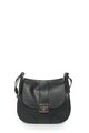 GUESS Geanta crossbody neagra de piele cu logo metalic Femei