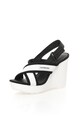 CALVIN KLEIN JEANS Sandale wedge alb cu negru Lizzie Femei