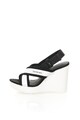 CALVIN KLEIN JEANS Sandale wedge alb cu negru Lizzie Femei