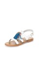 WHITE SUN Sandale albe de piele cu canafi multicolori Femei
