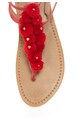 WHITE SUN Велурени сандали в ягода с T-образна каишка Жени
